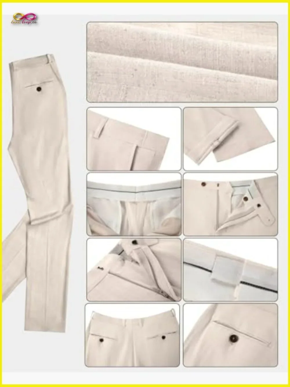 Retro Slim Fit Linen Suit Set 3 Piece Blazer Vest Pants Formal Casual